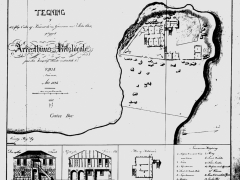 1825. Architectural Plan for the new “Arrest-house and Court Room” at the Cruz Bay Battery, 1825.