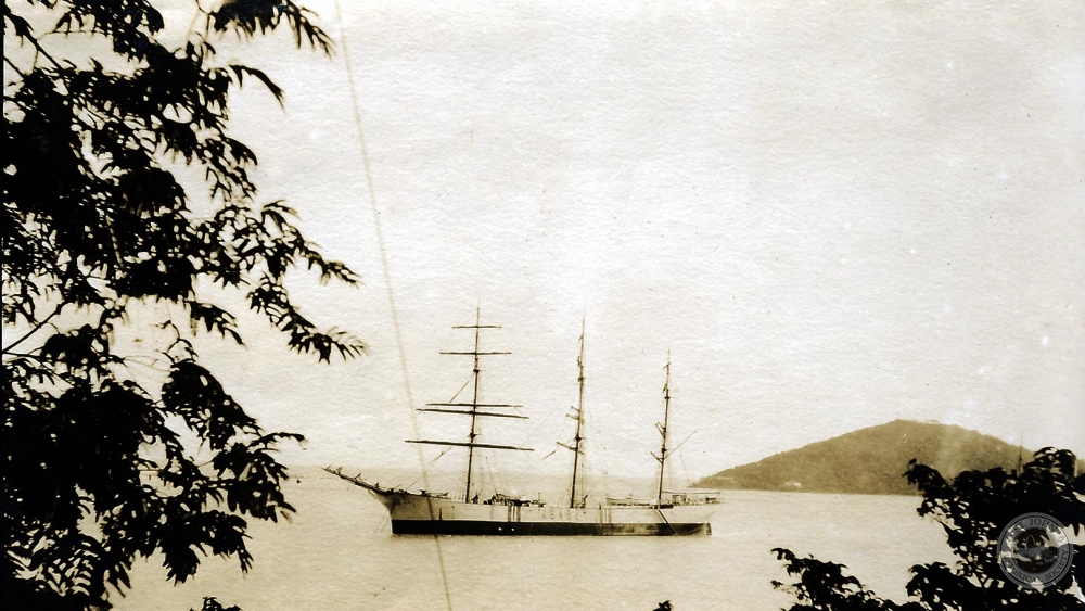 Ship at anchor in St. Thomas Harbor