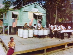 Steel band in front of the customs house